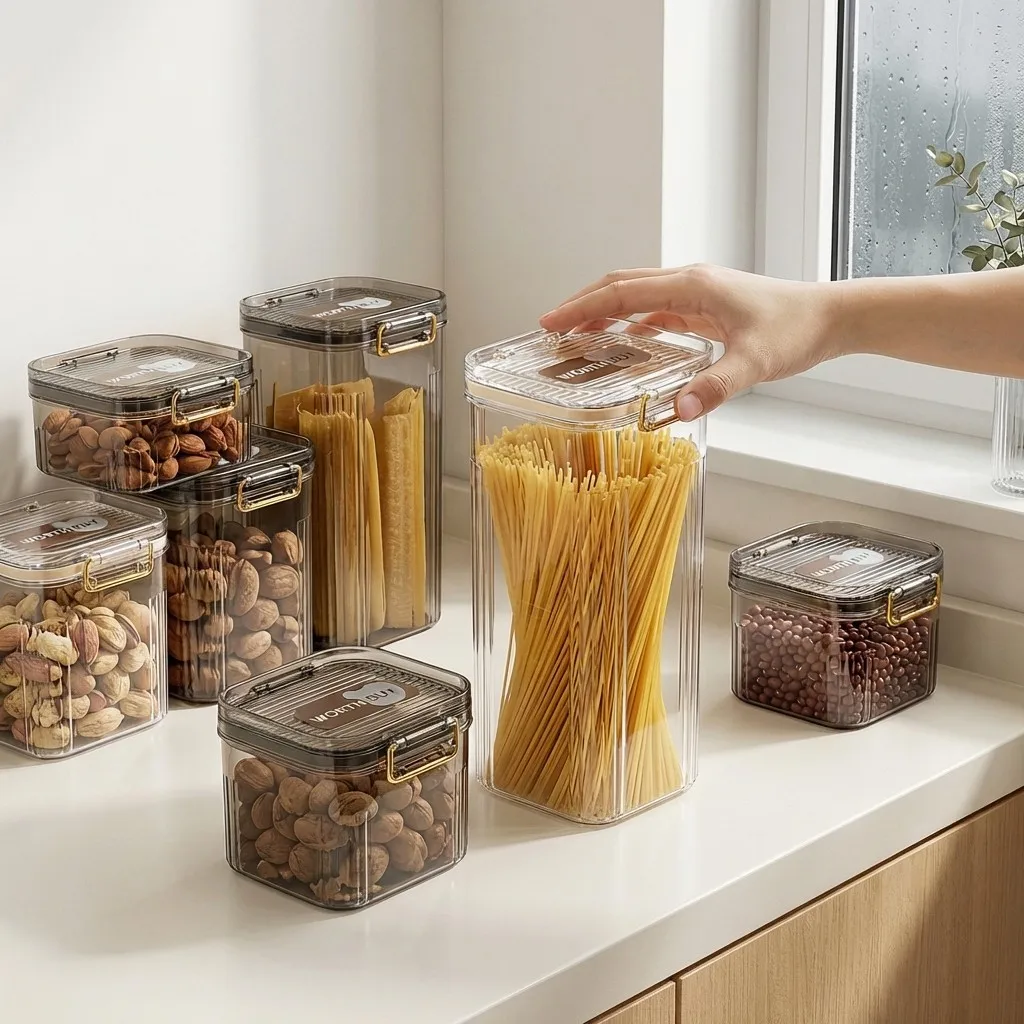 密閉式の食品保存容器。蓋付きで、透明、積み重ね可能。キッチン - Food Storage With Dividers のレビューと価格