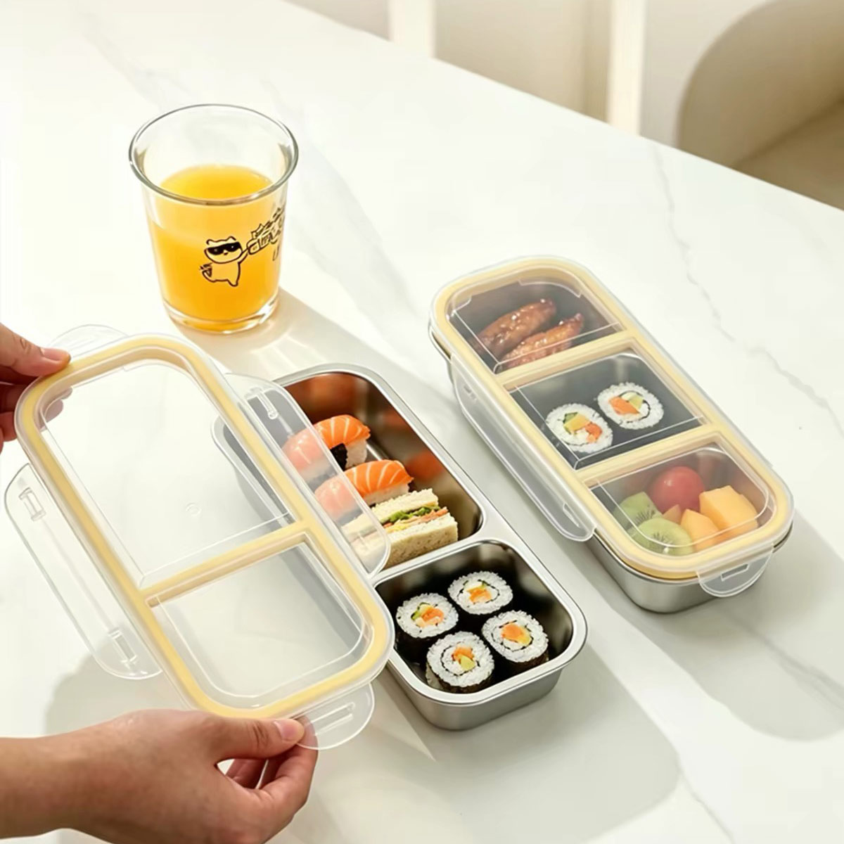 ステンレス製の蓋付き食品保存容器、食品グレードの密閉ランチボ - Food Storage Meals のレビューと価格