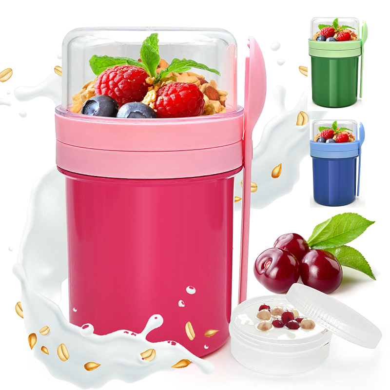 ポータブル二層オーバーナイトオーツカップ、漏れ防止密閉サラダ - Food Storage Meals のレビューと価格