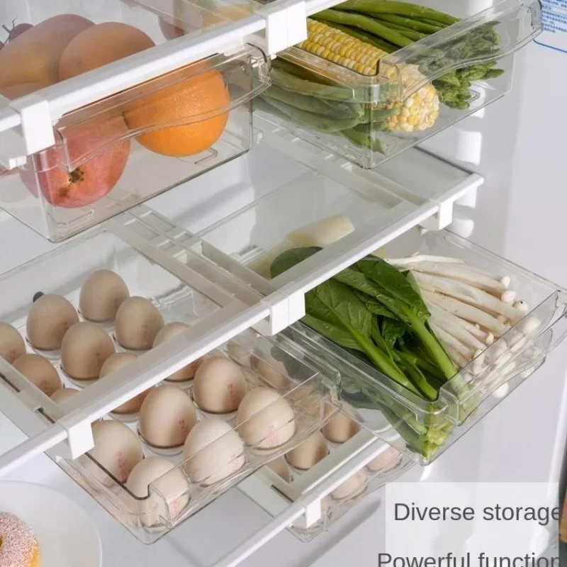 吊り下げ式スライドドロワー冷蔵庫収納ボックス、引き出し式プラ - Food Storage With Dividers のレビューと価格
