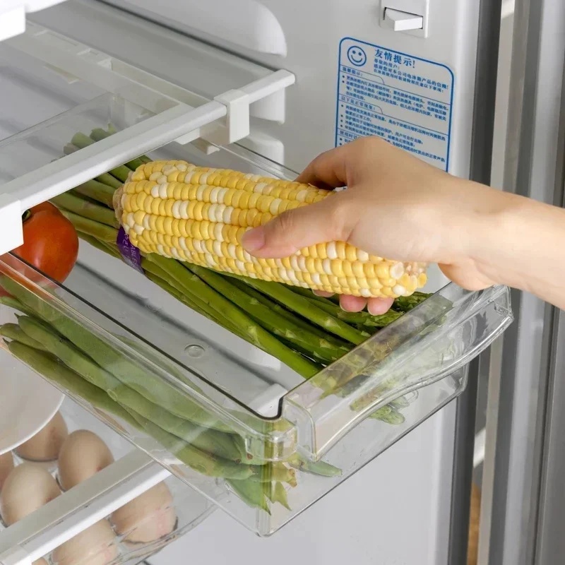 吊り下げ式スライドドロワー冷蔵庫収納ボックス、引き出し式プラ - Food Storage With Dividers のレビューと価格