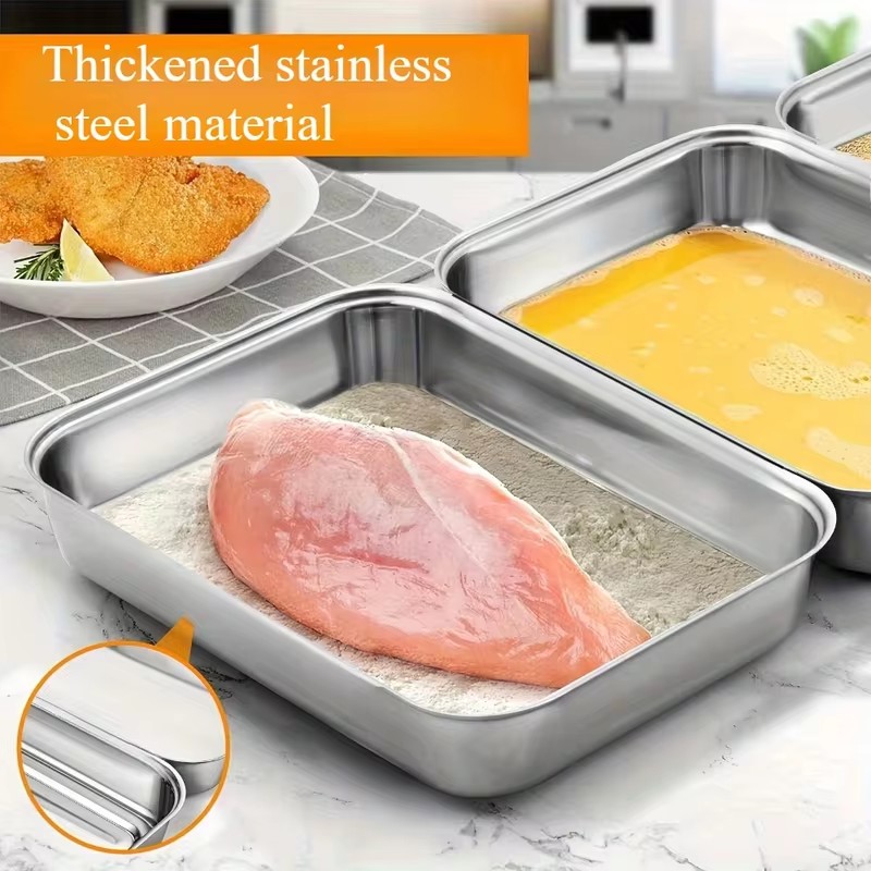 透明な蓋が付いた、3点セットのステンレス製食品保存容器。キッ - Food Storage Meals のレビューと価格